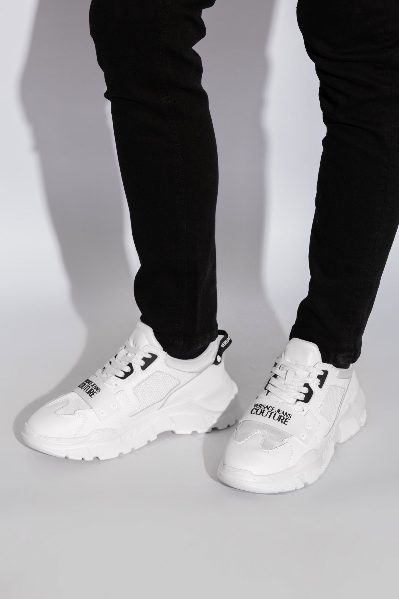 White Sneakers with printed logo Versace Jeans Couture